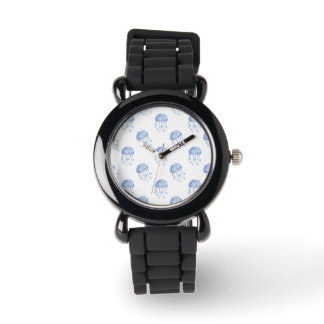 Montre aquarelle bleu méduse conception de plage