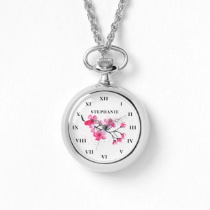 Montre Aquarelle Cherry Blossom Floral Sakura Moderne
