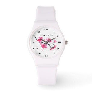Montre Aquarelle Cherry Blossom Floral Sakura Moderne