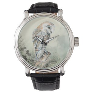 Montre Aquarelle Chouette de la grange dans l'arbre Oisea