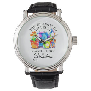 Montre Aquarelle coloré Outils de jardinage grand-mère