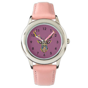 Montre Aquarelle colorée Deer Head Art