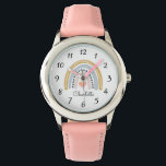 Montre Aquarelle Cute Boho personnalisée Arc-en-ciel<br><div class="desc">Joli arc-en-ciel boho personnalisé avec coeurs attention pour adultes ou enfants. Whimsical et mignon. Choisissez parmi plusieurs couleurs de bracelet. bleu moutarde rose.</div>