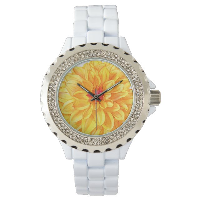 Montre Aquarelle Dahlia jaune (devant)