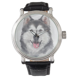 Montre Aquarelle d'animal familier de chien de chien de