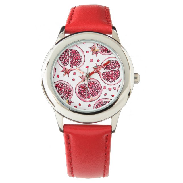 Montre Aquarelle de grenade et motif d'encre (devant)