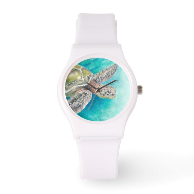 Montre Aquarelle de la tortue marine verte (Recto)