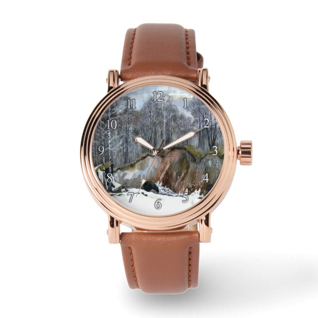 Montre Aquarelle de peinture de ravin neigeux (Recto)