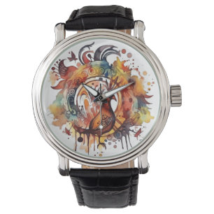 Montre Aquarelle de Phoenix Tribal Mandala