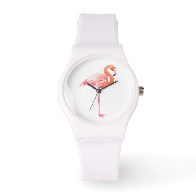 Montre aquarelle Flamant rose (Recto)