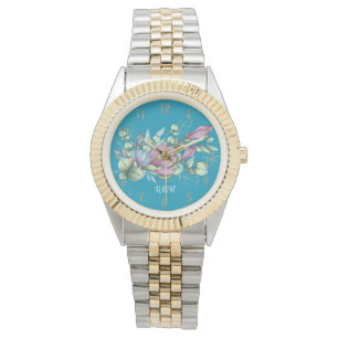 Montre Aquarelle Floral Monogramme Monographie