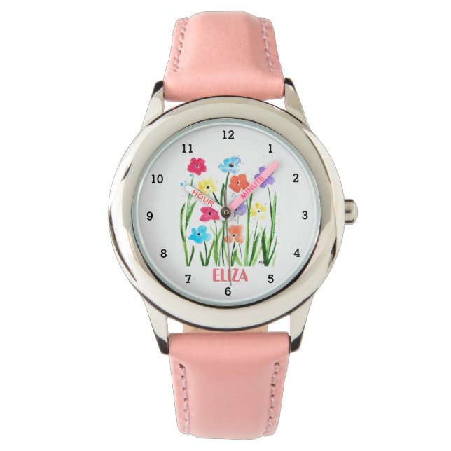Montre Aquarelle Florale Filles mignonnes Regarder les en (devant)
