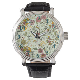 Montre Aquarelle Florale Fleurs d'abeille Élégante Modern