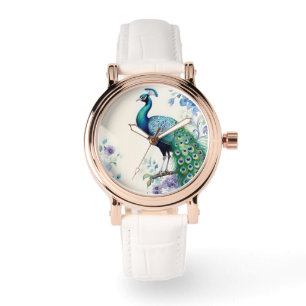 Montre Aquarelle florale Peacock