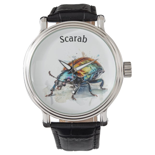 Montre Aquarelle Iridescente Beetle, personnalisé (devant)