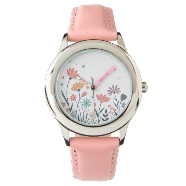 Montre Aquarelle lunaire florale (devant)
