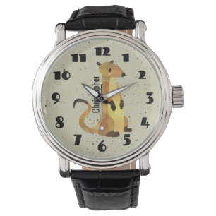 Montre Aquarelle Meerkat sur un Arrière - plan beige