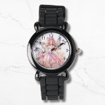 Montre Aquarelle mignonne Fée Rose Papillons Fille<br><div class="desc">Cute Aquarelle rose Fairy Girly Butterflies Kids Girls eWatch Watches présente une jolie fée d'aquarelle rose avec papillons. Créé par Evco Studio www.zazzle.com/store/evcostudio</div>