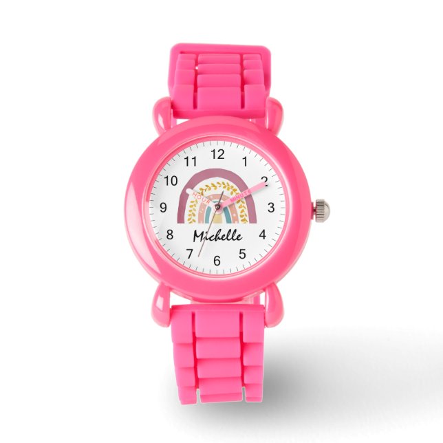 Montre Aquarelle moderne Boho Arc-en-ciel Filles personna (Recto)
