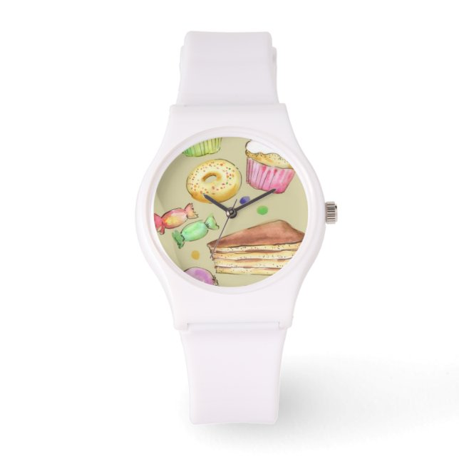 Montre Aquarelle motif avec douceurs (Recto)