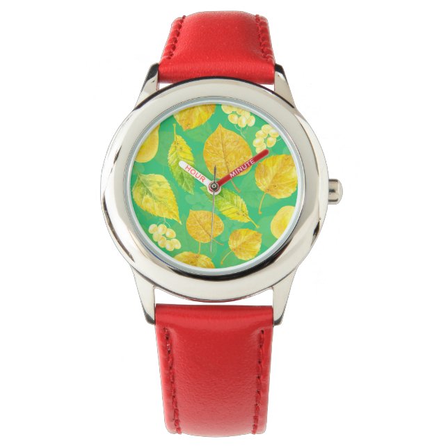 Montre Aquarelle motif d'automne (devant)