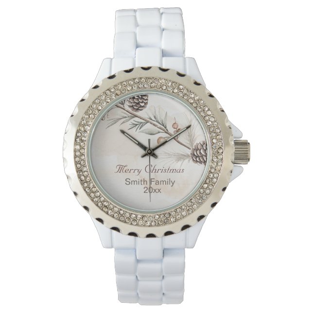 Montre Aquarelle Neutre couleur arbre de Noël (devant)