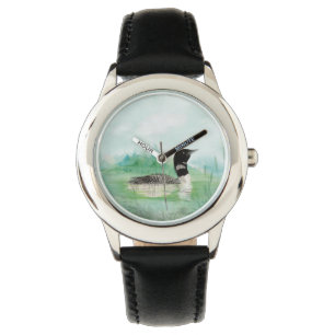 Montre Aquarelle Oiseau commun Loon Nature Art