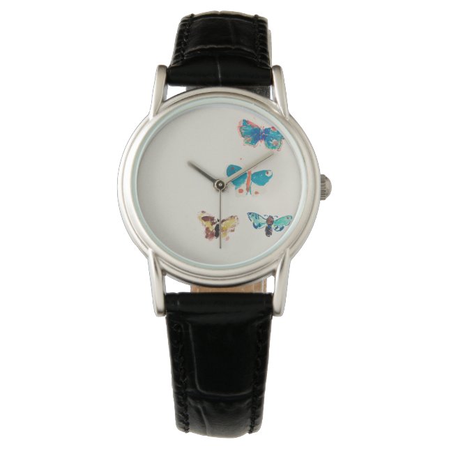 Montre Aquarelle papillons bleus vintages. Odilon Redon (devant)