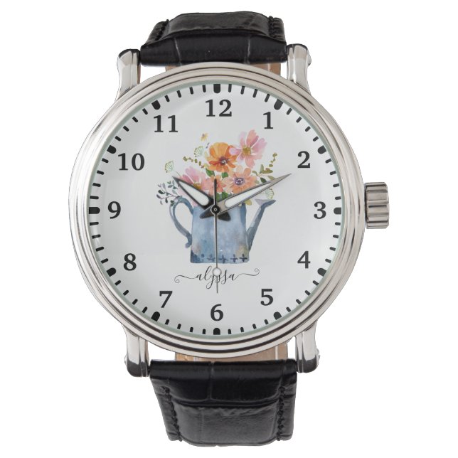 Montre Aquarelle peinte à la main Floral (devant)