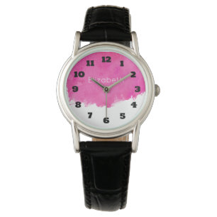 Montre Aquarelle rose Paint Splatter