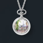 Montre Aquarelle Tour Eiffel Paris Café français<br><div class="desc">Aquarelle Tour Eiffel Paris French Cafe Watch Collier dispose d'un coin salon de café français aquarelle avec Paris et la Tour Eiffel en arrière - plan. Créé par Evco Studio www.zazzle.com/store/evcostudio</div>