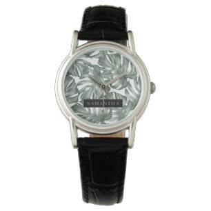 Montre Aquarelle tropicale Oasis moderne Feuille Motif