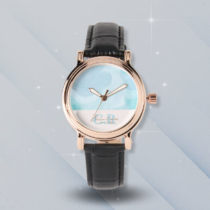 Montre Aquarelle Turquoise bleu moderne