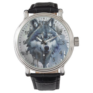 Montre Aquarelle Wolf Head Dusty Blue