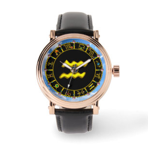 MONTRE AQUARIUS GOLD ZODIAC JEWEL D'ANNIVERSAIRE