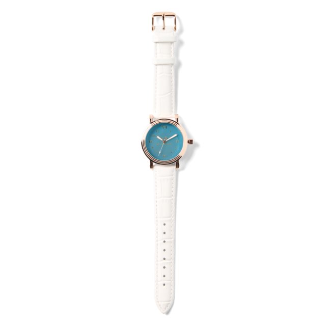 Montre Aqueous Rose Gold White Leather Watch (Sangle)