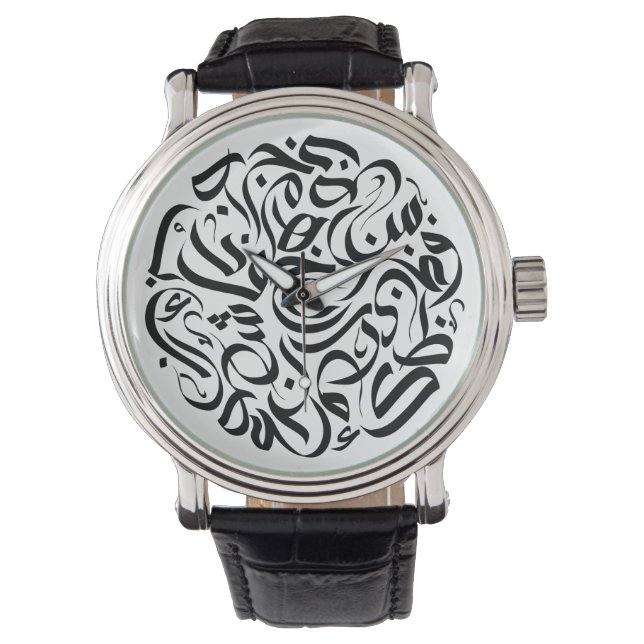Montre Arabe Lettres black circle Anglais anglais ئ angla (devant)