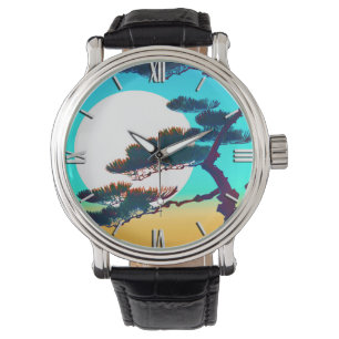 Montre Arbre Cypress et Pleine lune
