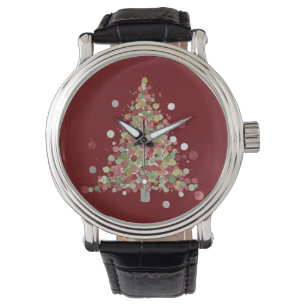 Montre Arbre de Noël à pois à l'aquarelle