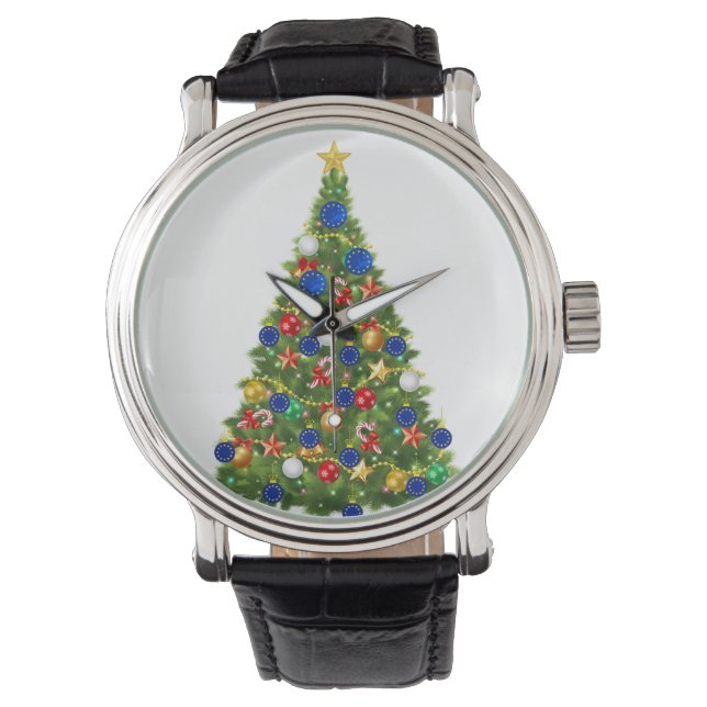 Montre Arbre de Noël - Drapeau de l'Union européenne | Eu (devant)