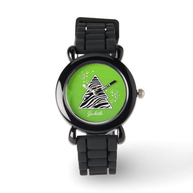 Montre Arbre de Noël Zèbre Vert (Recto)