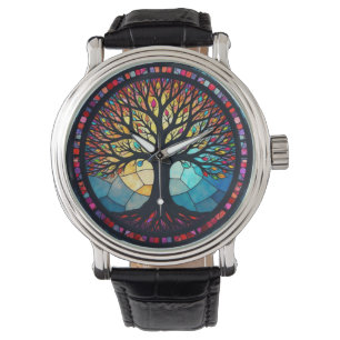 Montre Arbre de Vie en Verre Coloré