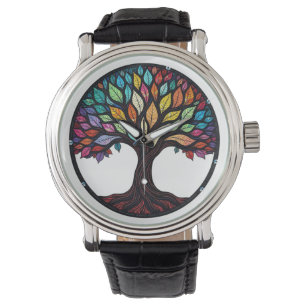 Montre Arbre de Vie en Verre Coloré