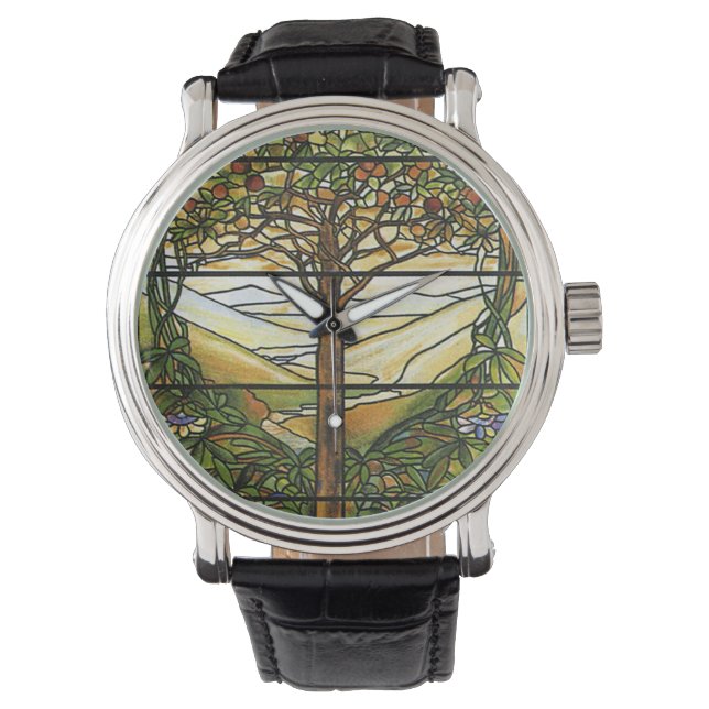 Montre Arbre de vie/Fenêtre en verre tendu Tiffany (devant)