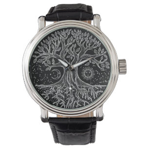 Montre Arbre de vie - noir et blanc