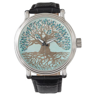 Montre Arbre de vie - Yggdrasil - Bleu doux