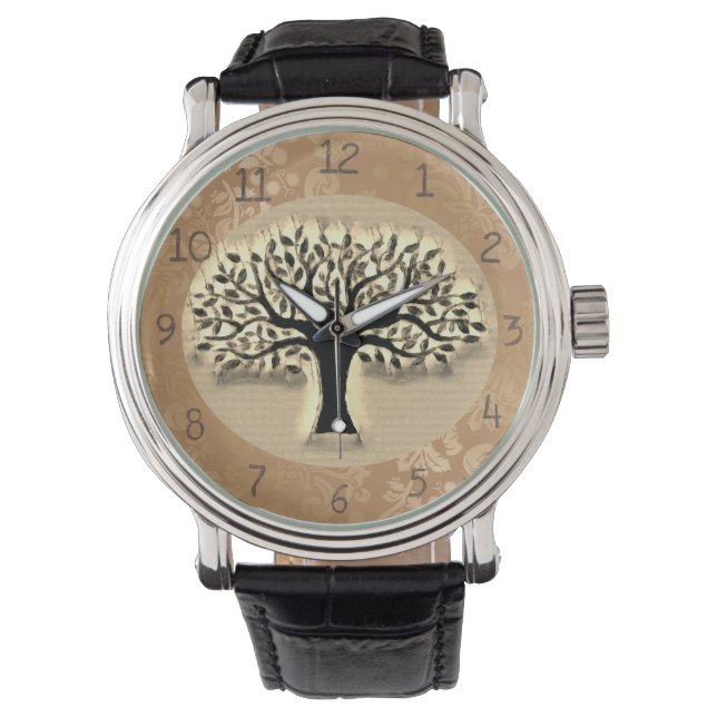 Montre Arbre devant une horloge paysagère (devant)