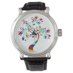 MONTRE ARBRE FLORAL COLORÉ