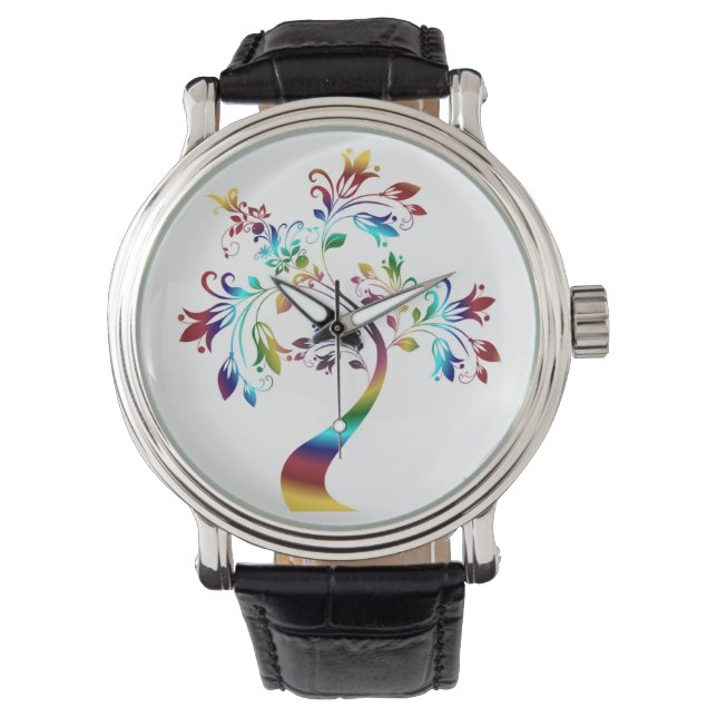 MONTRE ARBRE FLORAL COLORÉ (devant)