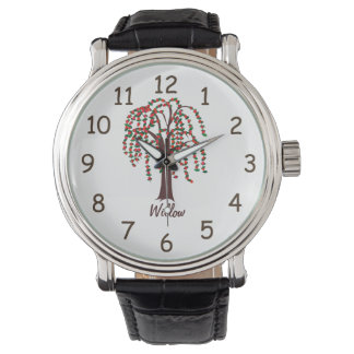 Montre Arbre saule avec Coeurs - Personnalisable